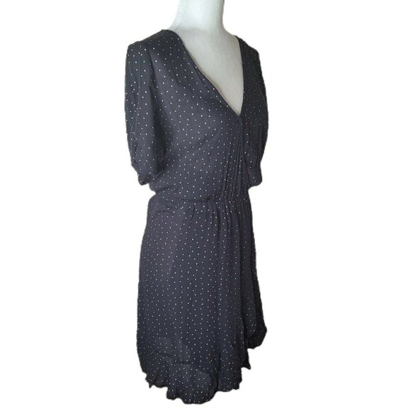 Lucky Brand Black & White Polka Dot Surplice A-Line Dress Size Small - Picture 1 of 12